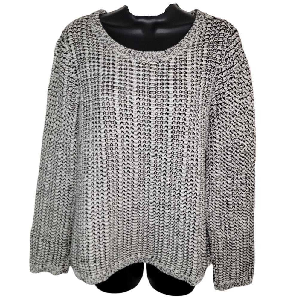 Eileen Fisher Womens Organic Cotton Linen Sweater L Large Chunky Weave
